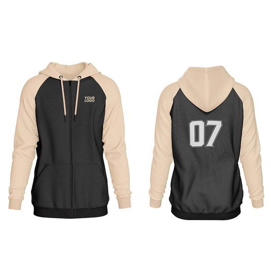 Custom Full-Zip Hoodie - Raglan Solid - Personalized Wear