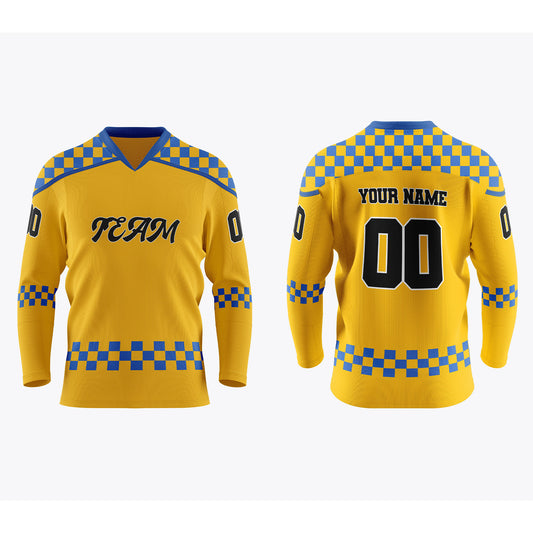 Custom Ice Hockey Jersey - Checkered Pattern - Personalized Top