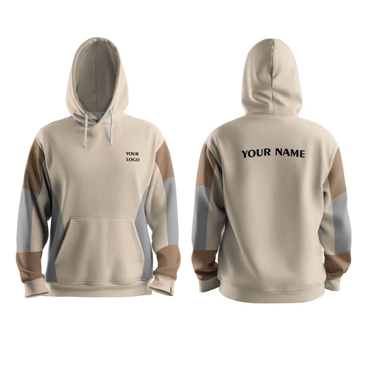 Custom Hoodie - Contrast Gray Panel Design - Personalized Sweatshirt
