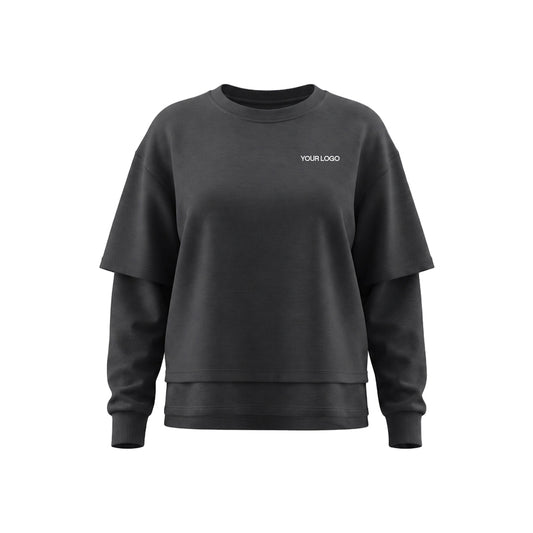 Custom Women Sweatshirt - Oversized Layered Look - Personalized Top