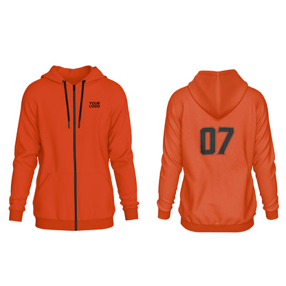 Custom Full-Zip Hoodie - Solid Design - Personalized Gear