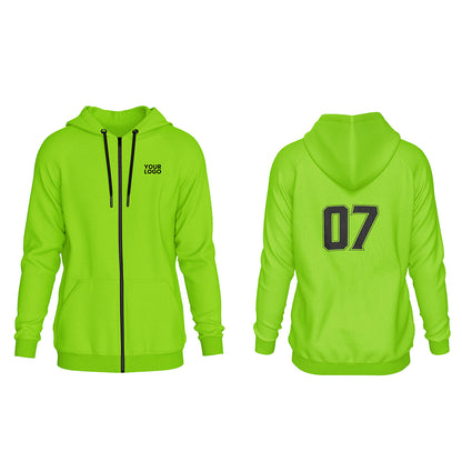 Custom Full-Zip Hoodie - Solid Design - Personalized Top
