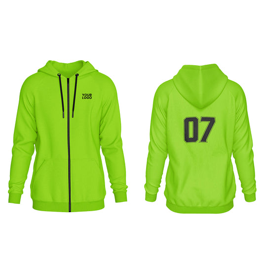 Custom Full-Zip Hoodie - Solid Design - Personalized Top