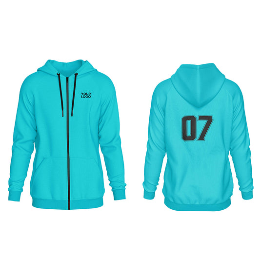 Custom Full-Zip Hoodie - Solid Design - Personalized Hoodie