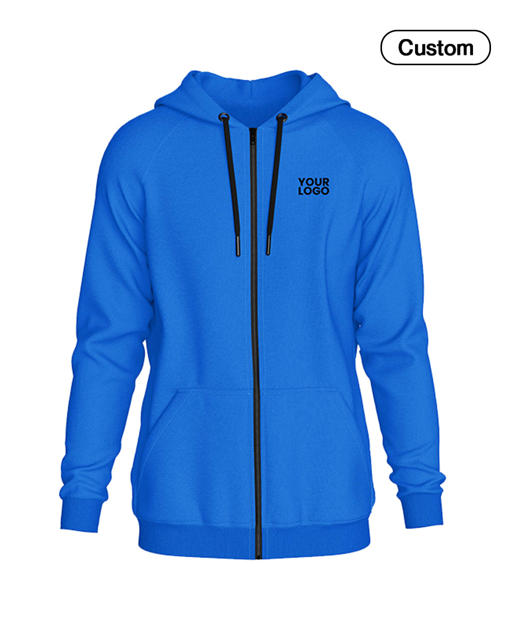 Custom Full-Zip Hoodie - Solid Color Style - Personalized Top