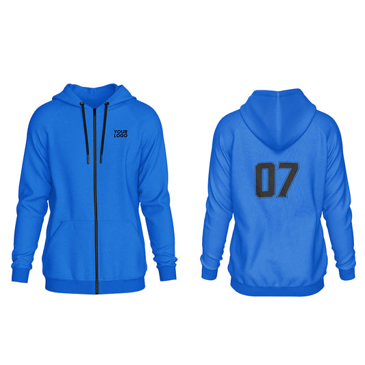 Custom Full-Zip Hoodie - Solid Color Style - Personalized Top