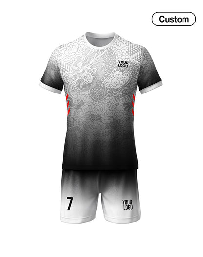 Custom Soccer Uniform - Gradient Silver Dragon - Personalized Kit