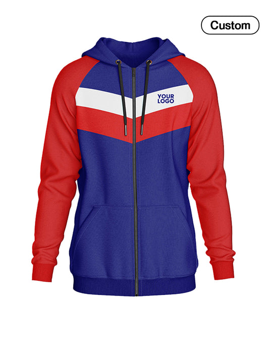 Custom Full-Zip Hoodie - Raglan Chevron Vector - Personalized Top
