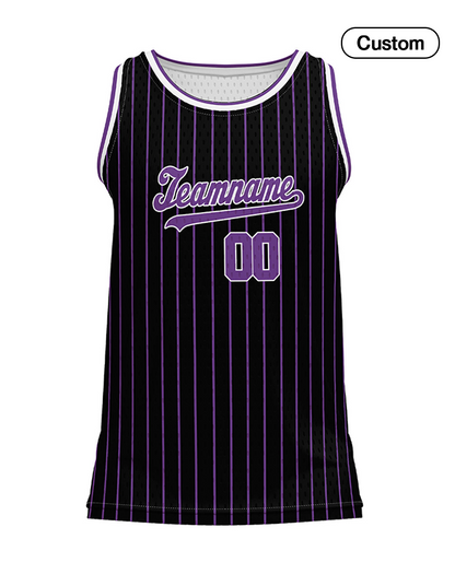 Custom Basketball Tank Top – Dark Tone Pinstripe – Personalized Jersey