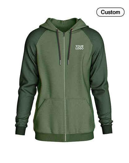 Custom Full-Zip Hoodie - Solid Raglan - Personalized Sweatshirt