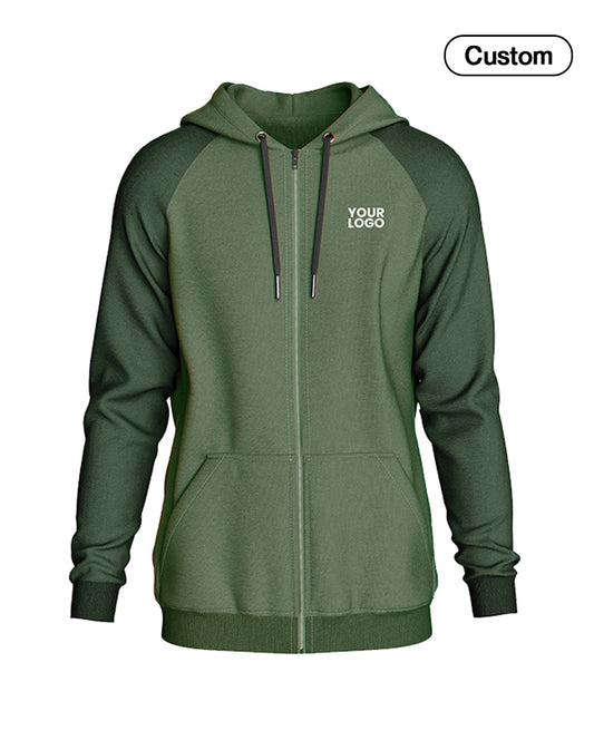 Custom Full-Zip Hoodie - Solid Raglan - Personalized Sweatshirt