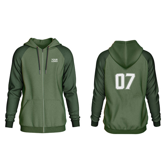 Custom Full-Zip Hoodie - Solid Raglan - Personalized Sweatshirt