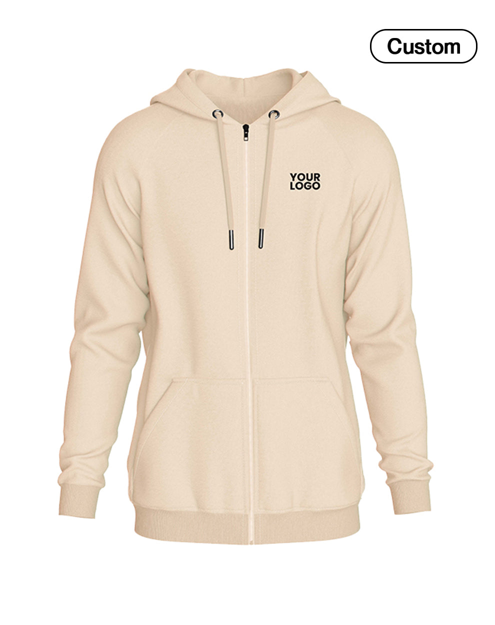 Custom Full-Zip Hoodie - Solid Color - Personalized Hoodie