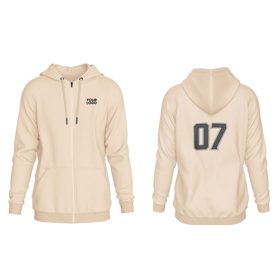 Custom Full-Zip Hoodie - Solid Color - Personalized Hoodie