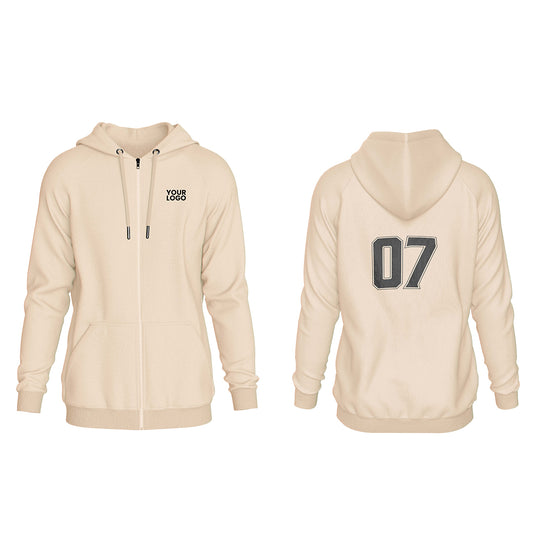 Custom Full-Zip Hoodie - Solid Color - Personalized Hoodie