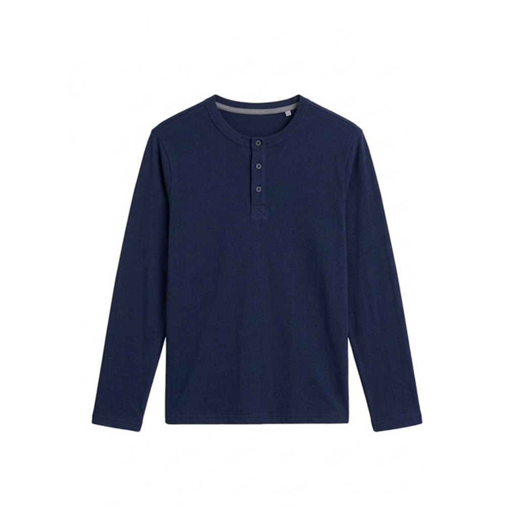 Custom Men Full Sleeves Henley - Solid Color Personalized Top
