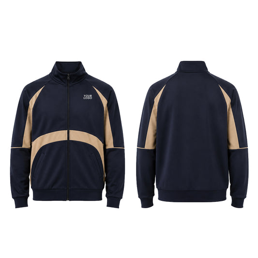 Custom Zip-Up Jacket - Contrast Arc Panel - Personalized Activewear