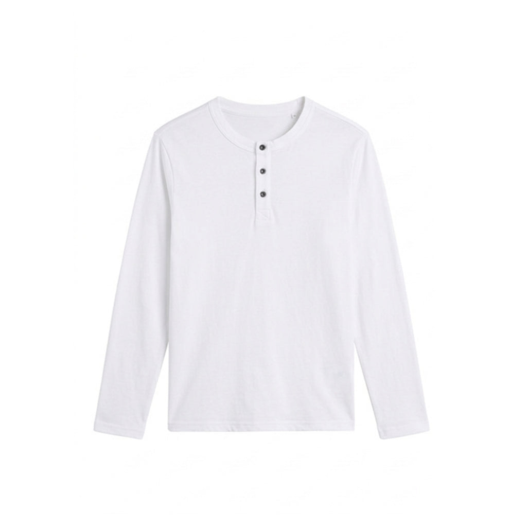 Custom Men Full Sleeves Henley - Solid Color Personalized Top