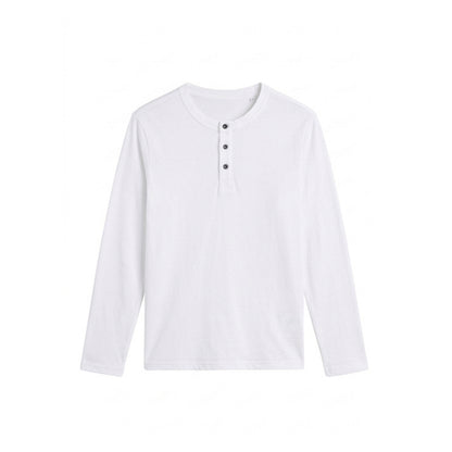Custom Men Full Sleeves Henley - Solid Color Personalized Top
