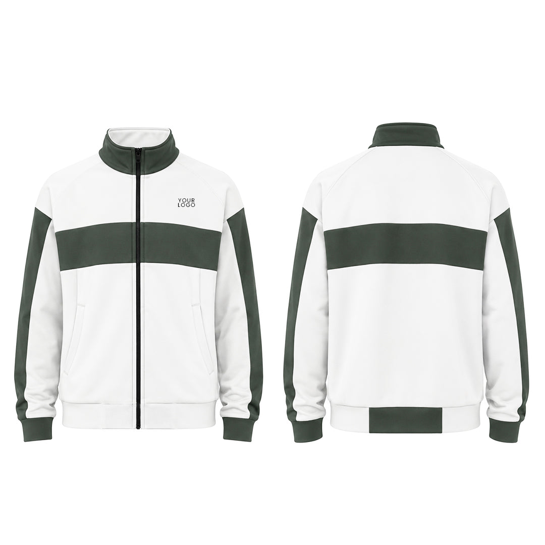 Custom Zip-Up Jacket - Contrast Chest Panel - Personalized Top