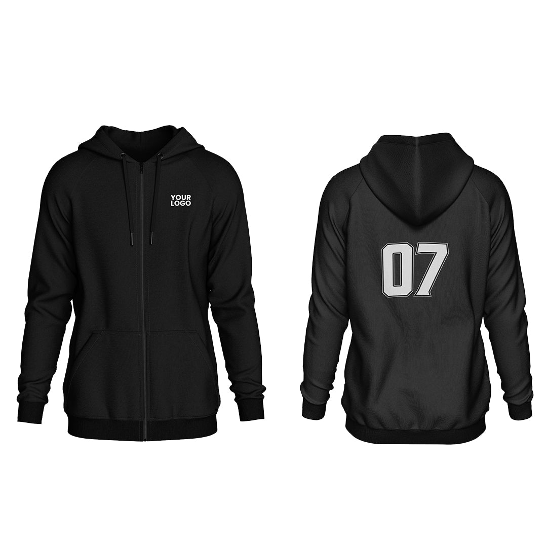 Custom Full-Zip Hoodie - Solid Design - Personalized Zip-Up