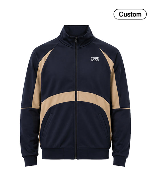 Custom Zip-Up Jacket - Contrast Arc Panel - Personalized Activewear