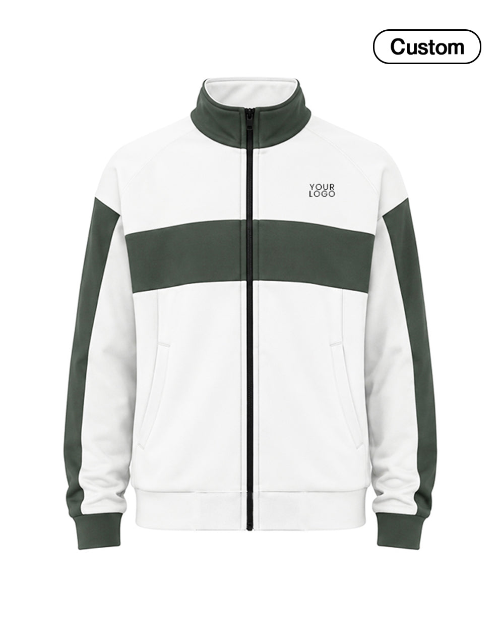 Custom Zip-Up Jacket - Contrast Chest Panel - Personalized Top