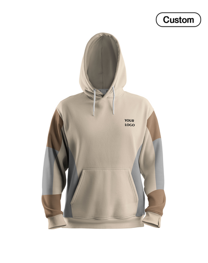 Custom Hoodie - Contrast Gray Panel Design - Personalized Sweatshirt