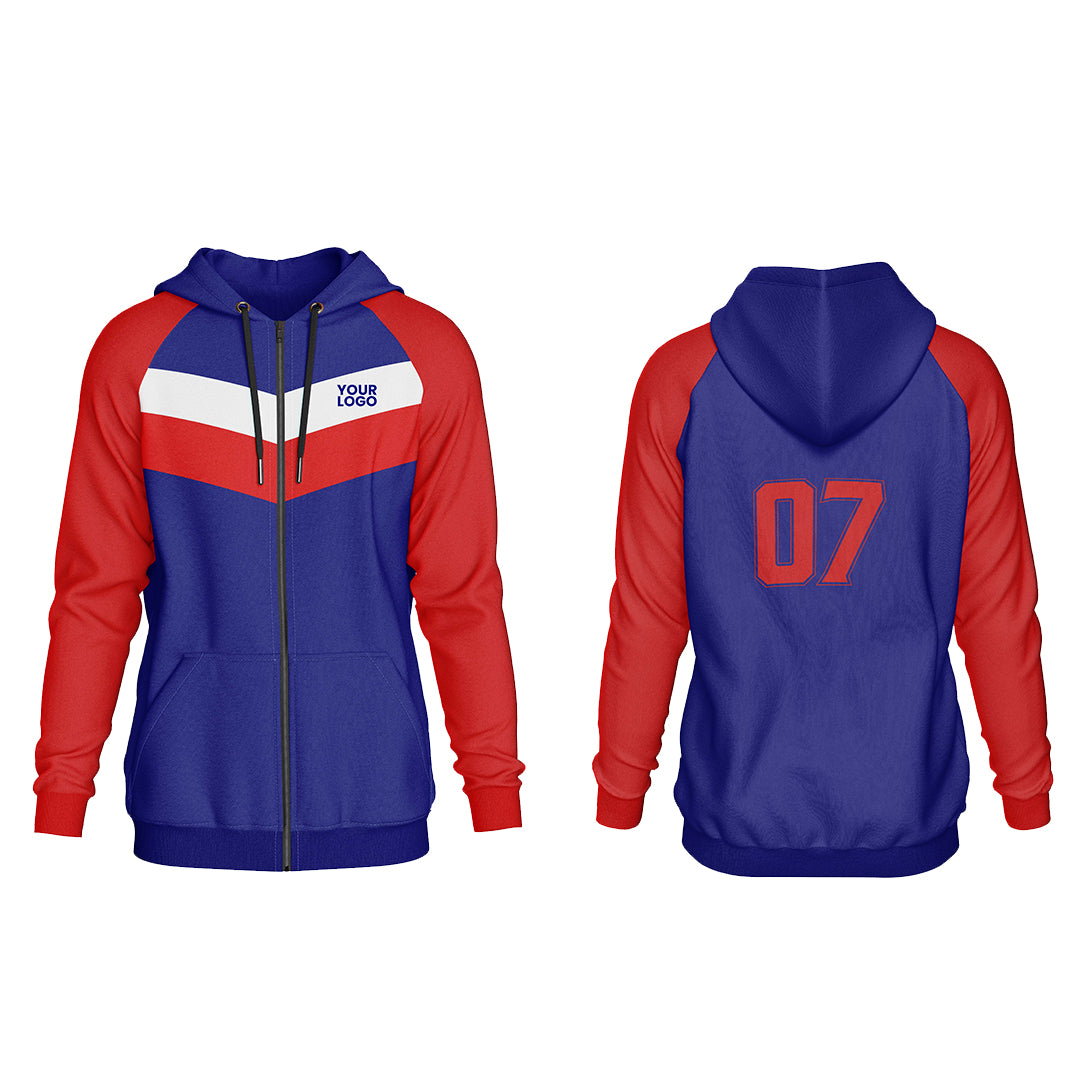 Custom Full-Zip Hoodie - Raglan Chevron Vector - Personalized Top