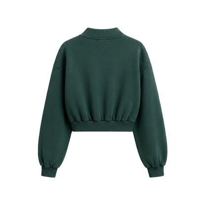 Custom Cropped Sweatshirt - Quarter Zip Ribbed Hem Personalized