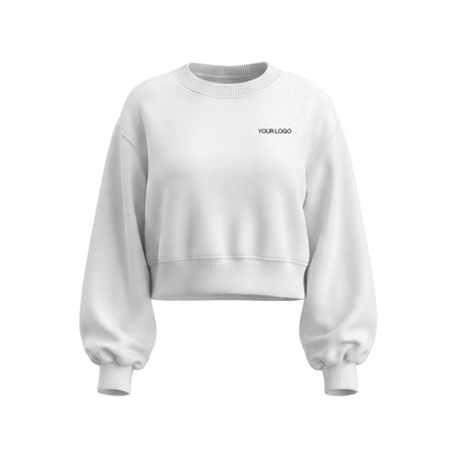 Custom Cropped Sweatshirt - Puff Sleeve - Personalized Pullover