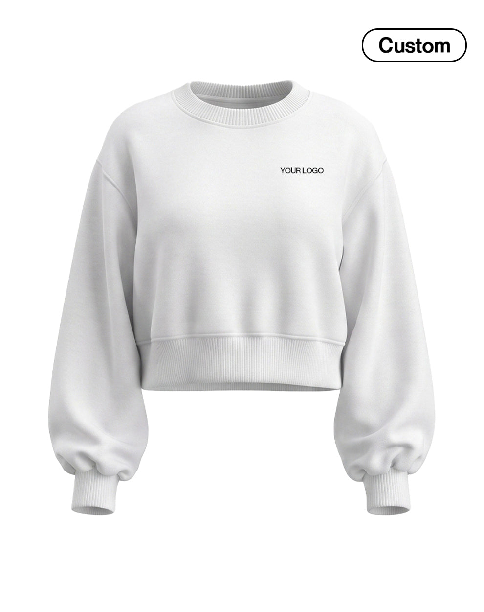 Custom Cropped Sweatshirt - Puff Sleeve - Personalized Pullover
