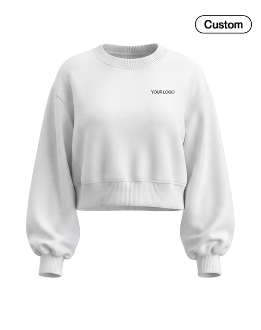 Custom Cropped Sweatshirt - Puff Sleeve - Personalized Pullover