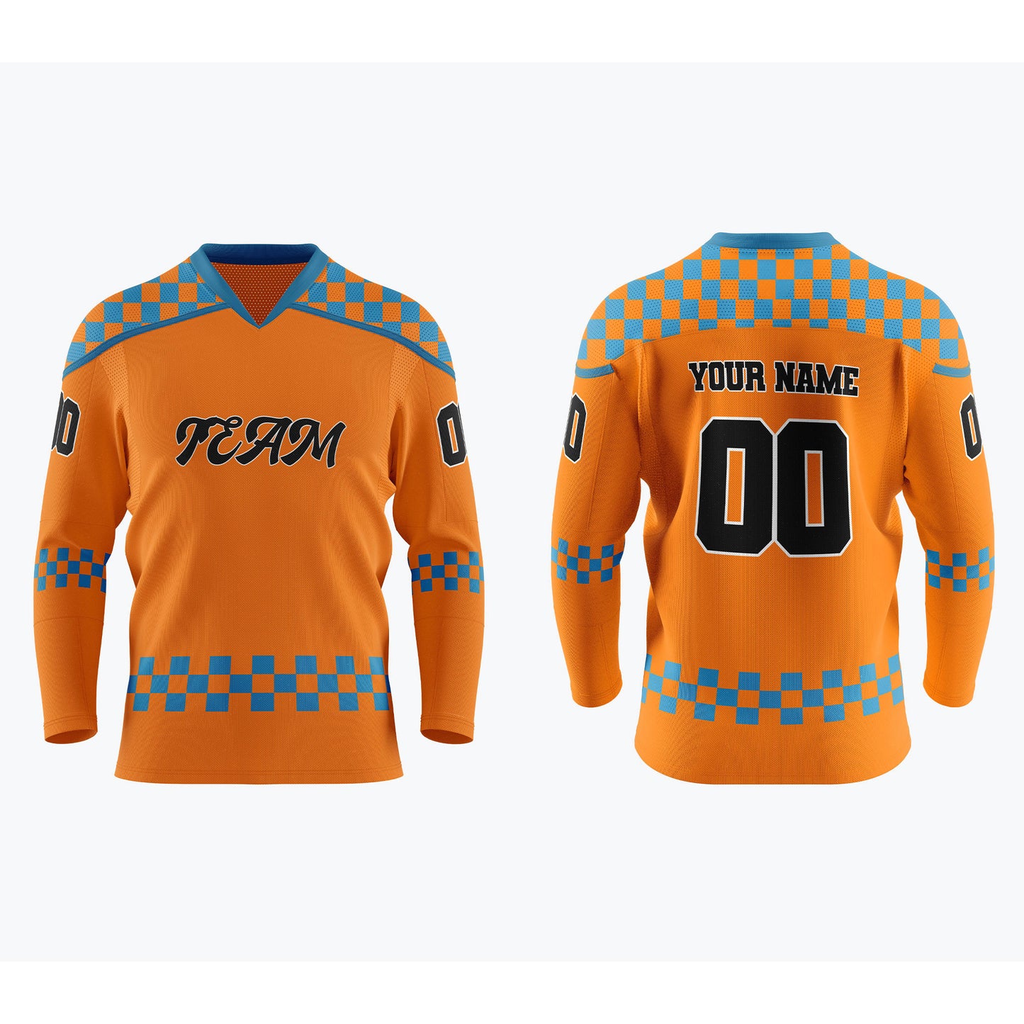 Custom Ice Hockey Jersey - Checkered Pattern - Personalized Top