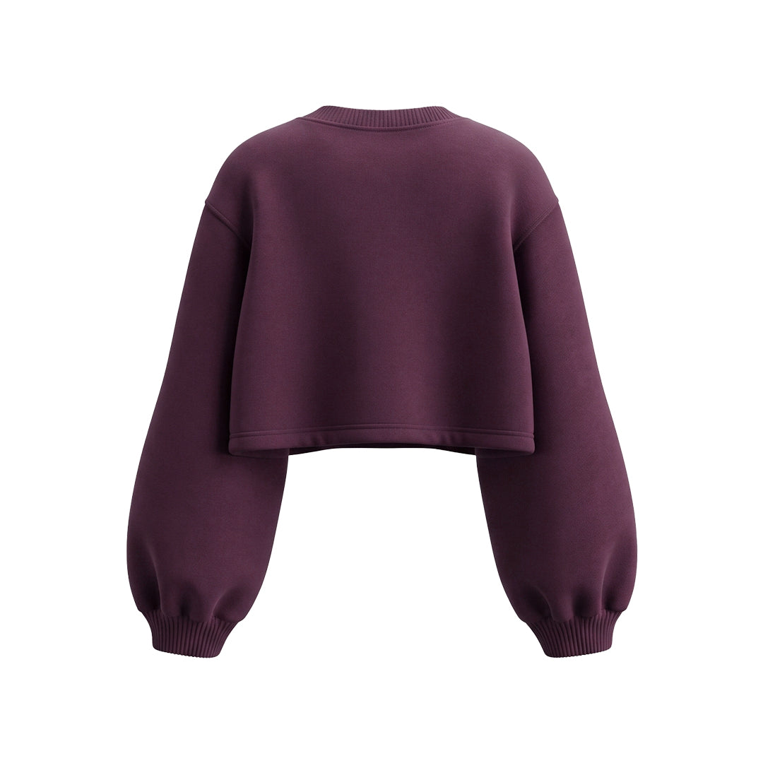 Custom Cropped Sweatshirt - Balloon Sleeve Loose Hem - Personalized