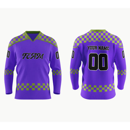 Custom Ice Hockey Jersey - Checkered Pattern - Personalized Top