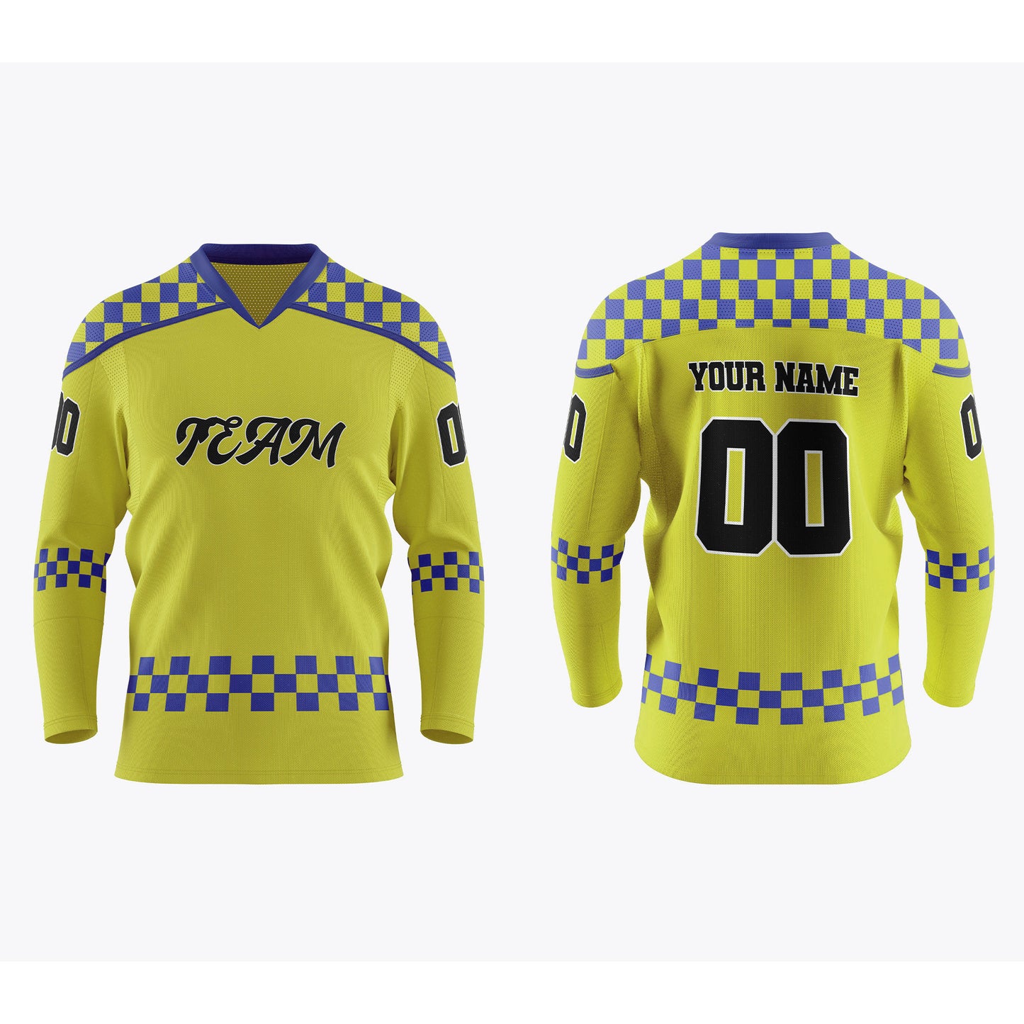 Custom Ice Hockey Jersey - Checkered Pattern - Personalized Top