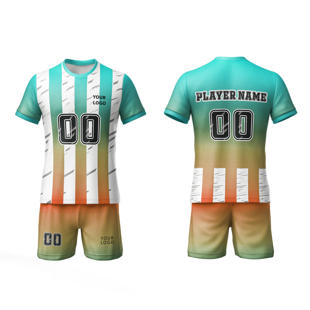 Soccer Uniforms – Gradients Striped Custom Logos & Team Colors