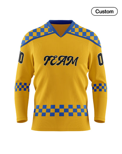 Custom Ice Hockey Jersey - Checkered Pattern - Personalized Top