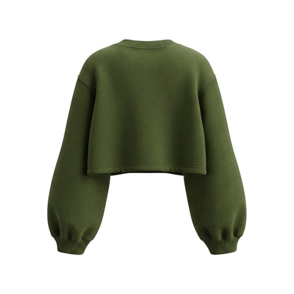 Custom Cropped Sweatshirt - Loose-Hem Balloon Sleeve - Personalized