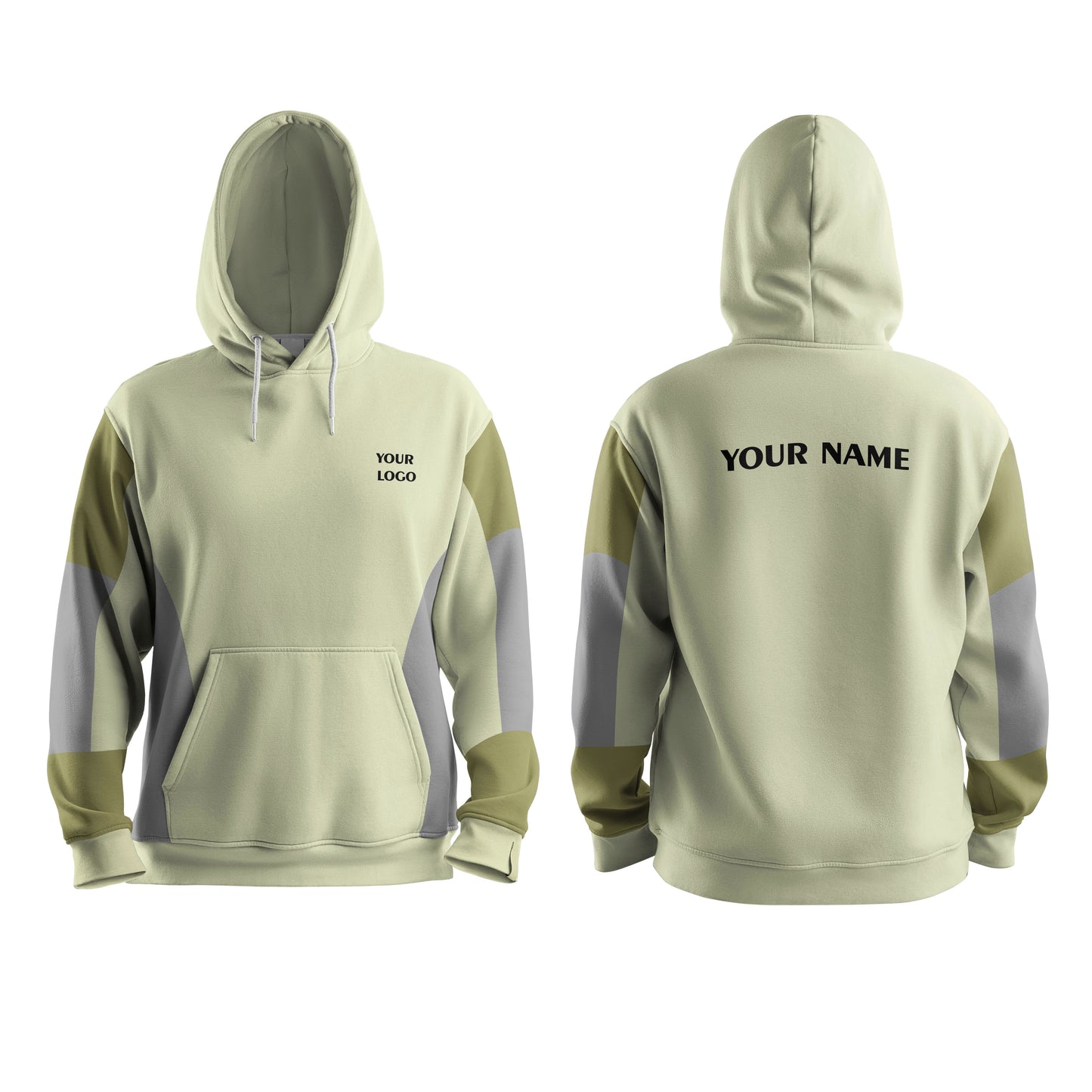Custom Hoodie - Contrast Gray Panel Design - Personalized Sweatshirt