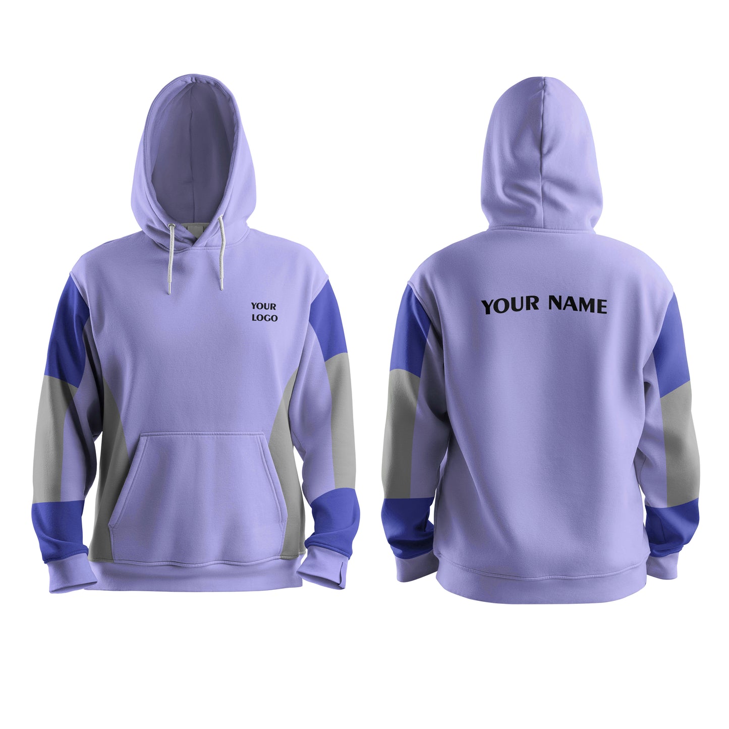 Custom Hoodie - Contrast Gray Panel Design - Personalized Sweatshirt