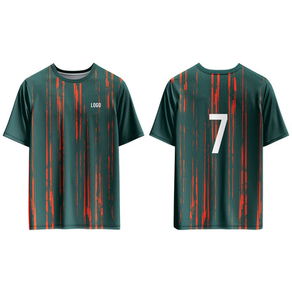 Custom Soccer T-Shirt – Vertical Stripe Design – Personalized Gear