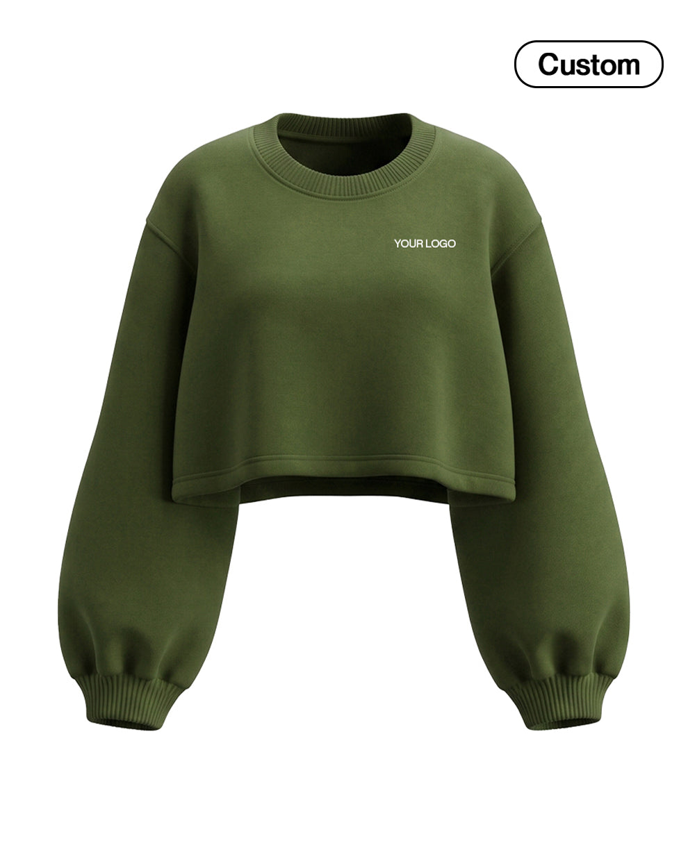 Custom Cropped Sweatshirt - Loose-Hem Balloon Sleeve - Personalized