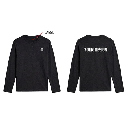 Custom Men Full Sleeves Henley - Solid Color Personalized Top