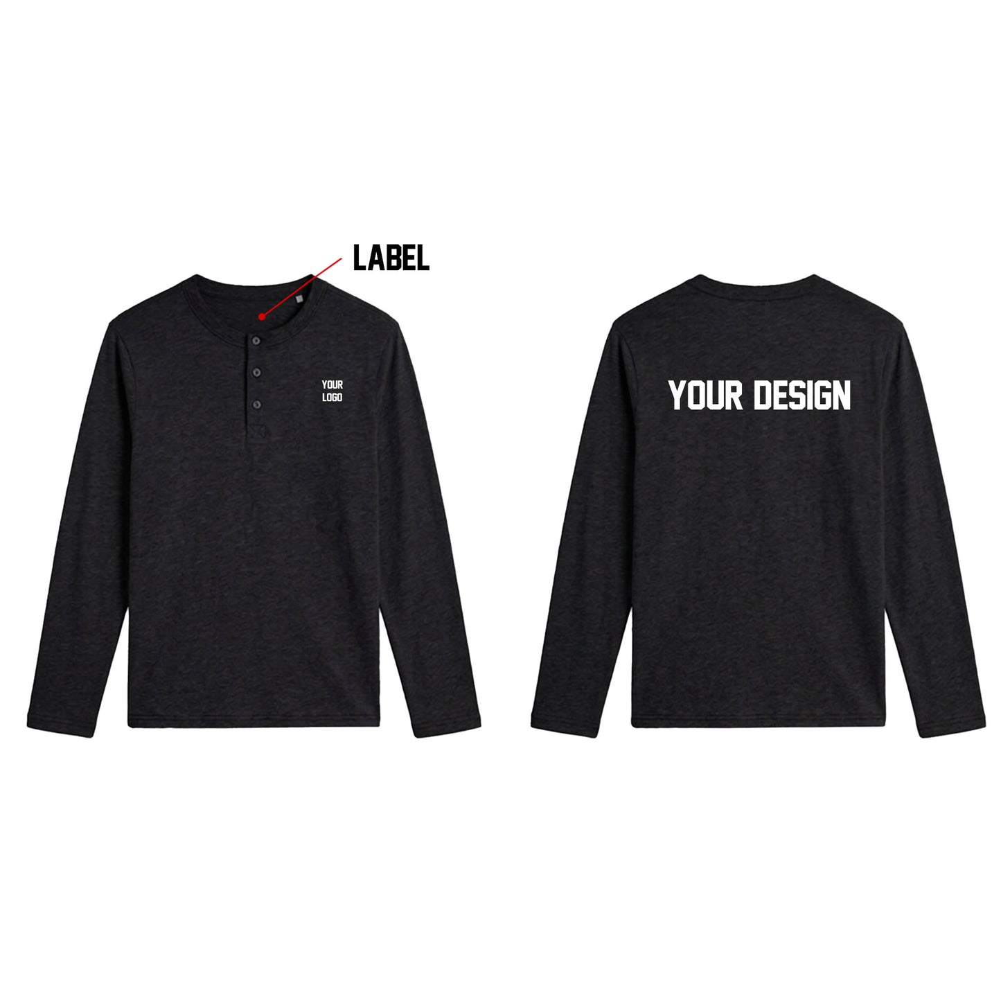 Custom Women Full Sleeves Henley - Solid Color Personalized Tee