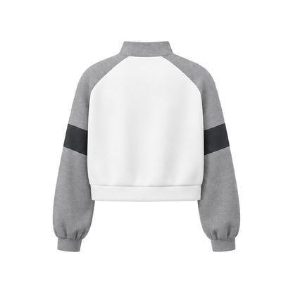 Custom Cropped Sweatshirt - Quarter Zip Raglan Band - Personalized