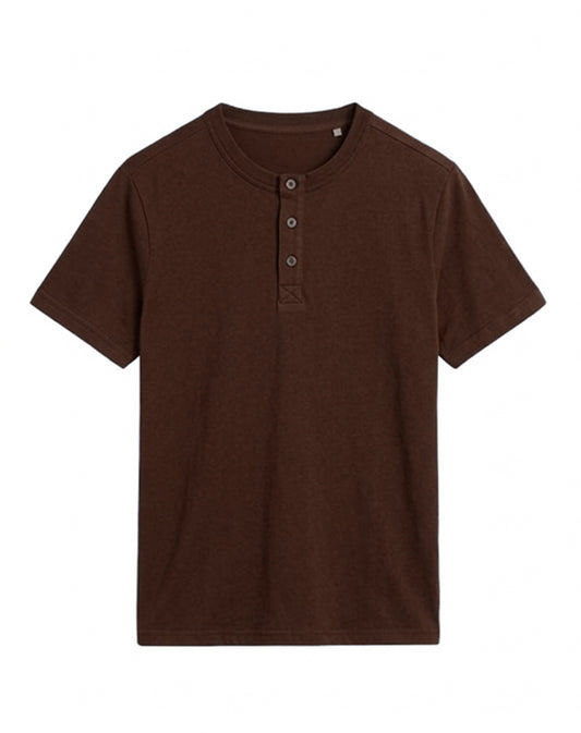 Custom Men Half Sleeves Henley - Solid Color Personalized Top