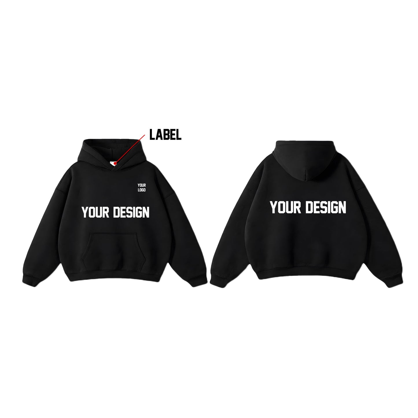 Custom Men Oversized Hoodie - Solid Color Personalized Pullover