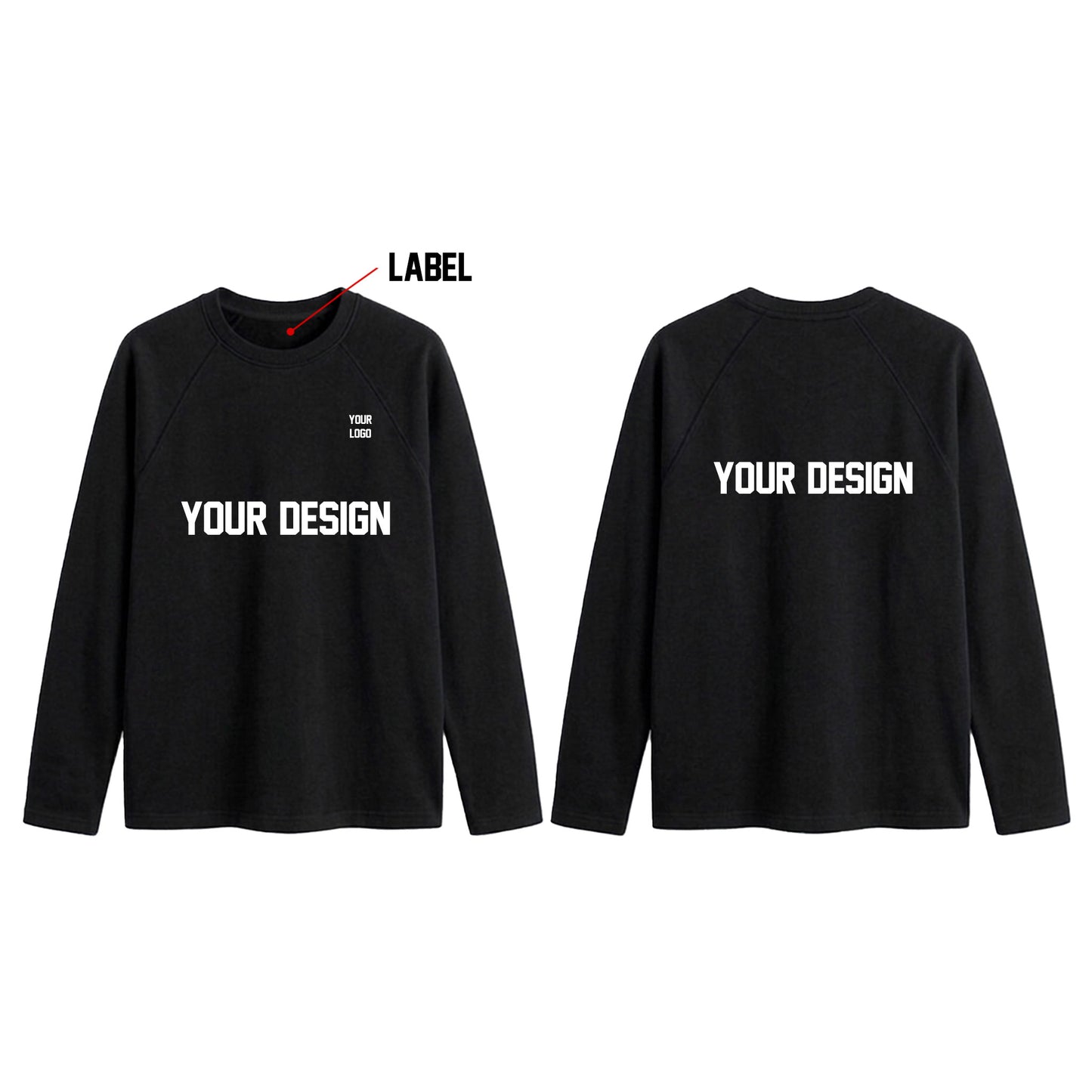 Custom Women Full Sleeves Raglan - Solid Color Personalized Tee
